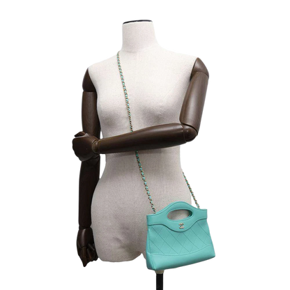 CHANEL CHANEL31 Mini Shopping Bag Calf Leather Turquise Blue