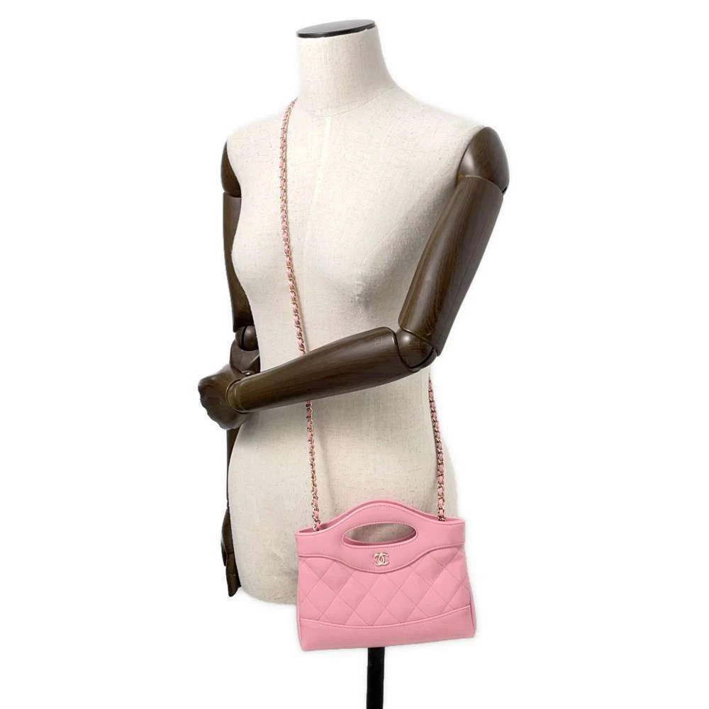 CHANEL CHANEL31 Chain Shoulder Bag Size Mini Shiny Calf Leather Pink