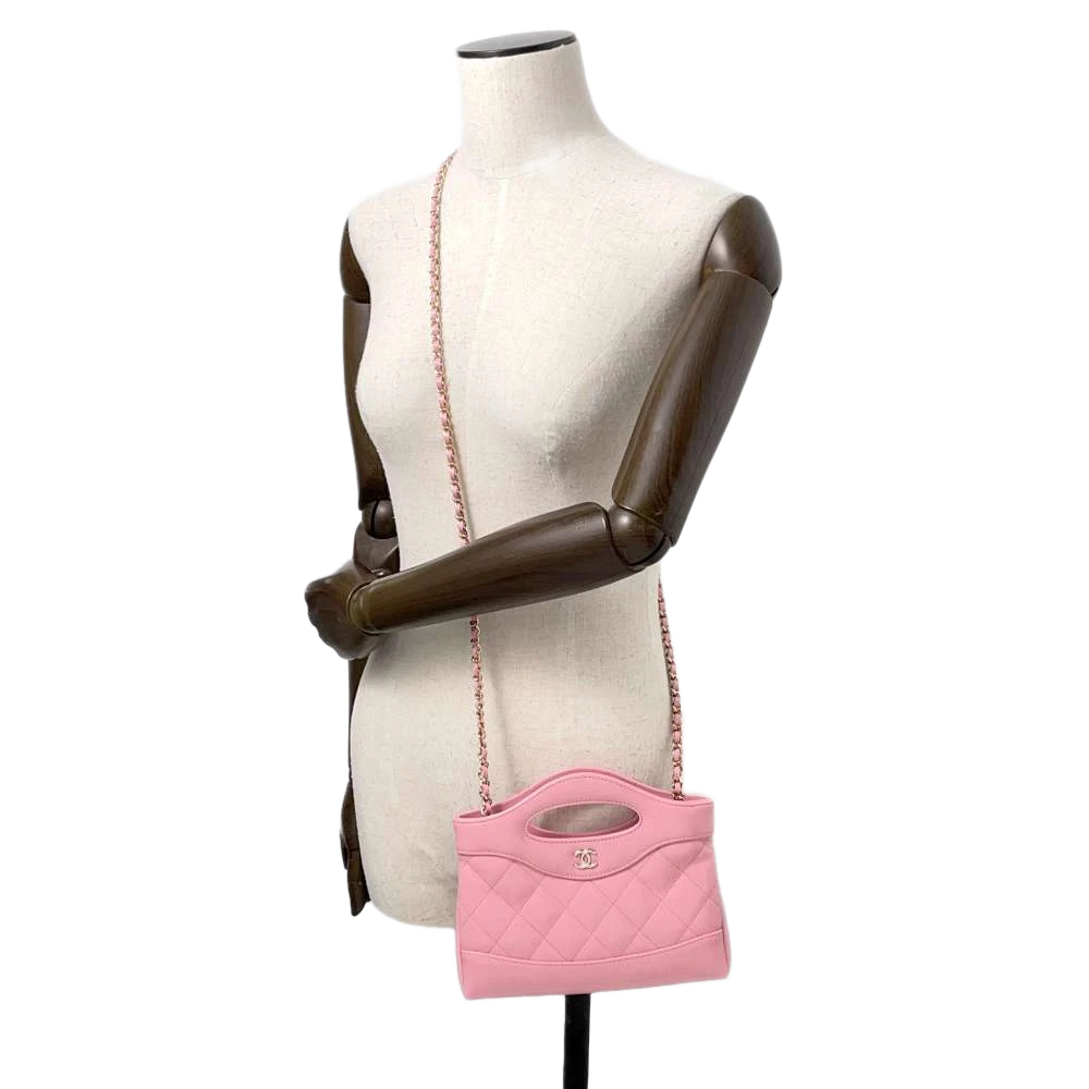 CHANEL CHANEL31 Chain Shoulder Bag Size Mini Shiny Calf Leather Pink
