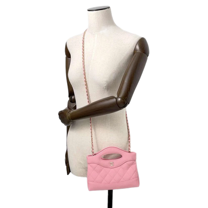 CHANEL CHANEL31 Chain Shoulder Bag Size Mini Shiny Calf Leather Pink