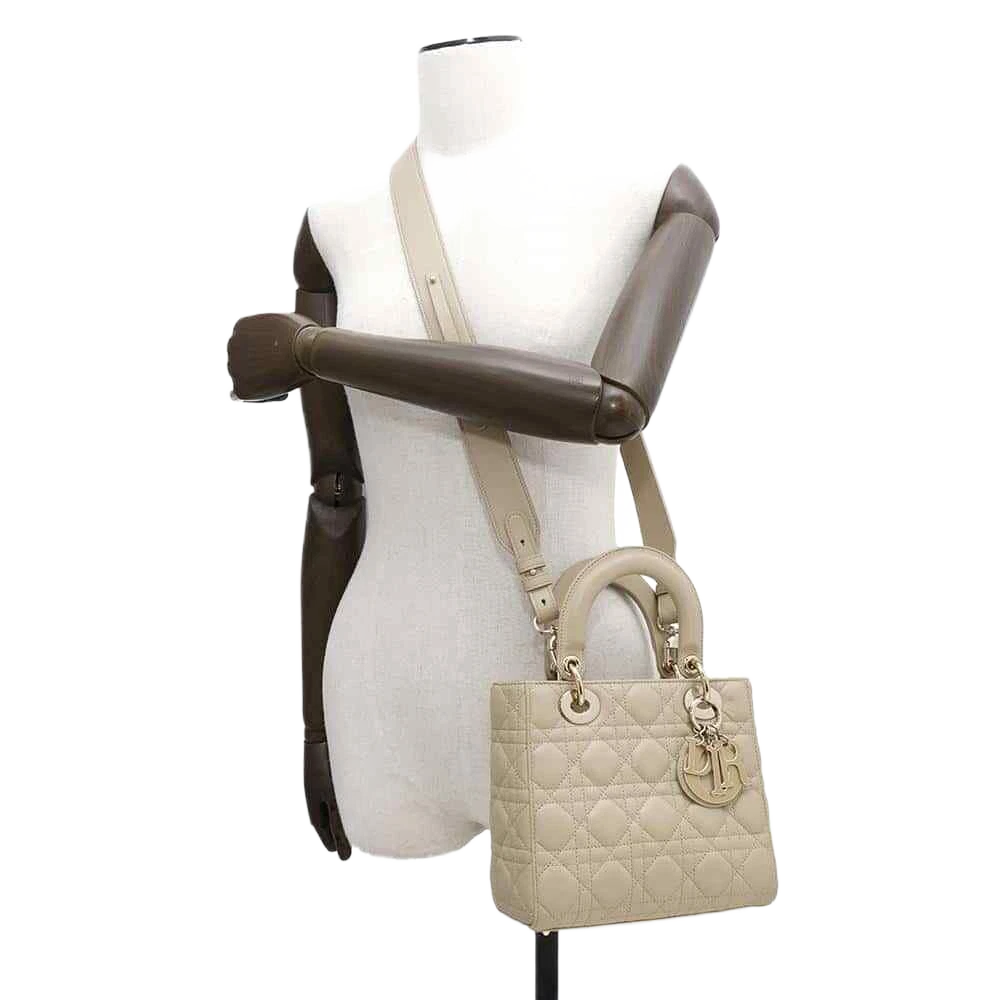 Dior Lady Dior MY ABC DIOR 2-Way Handbag Size Small Lambskin Beige
