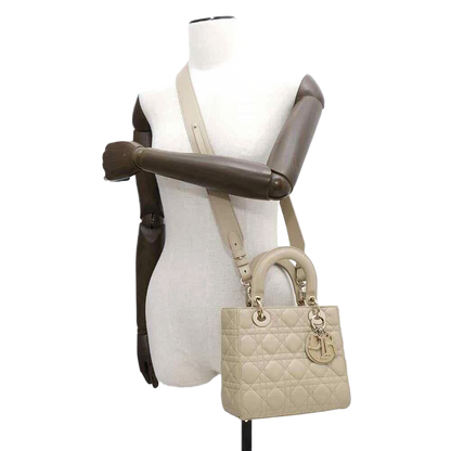 Dior Lady Dior MY ABC DIOR 2-Way Handbag Size Small Lambskin Beige