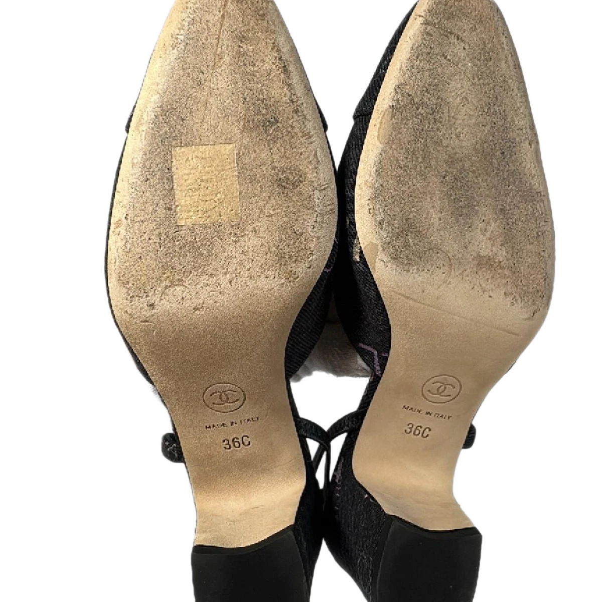 CHANEL Dark Gray Multi Denim Women's Sandals