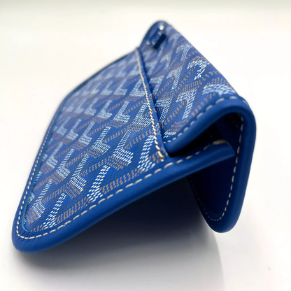 GOYARD Saint Louis Pochette Blue Canvas Leather Pouch Wallet