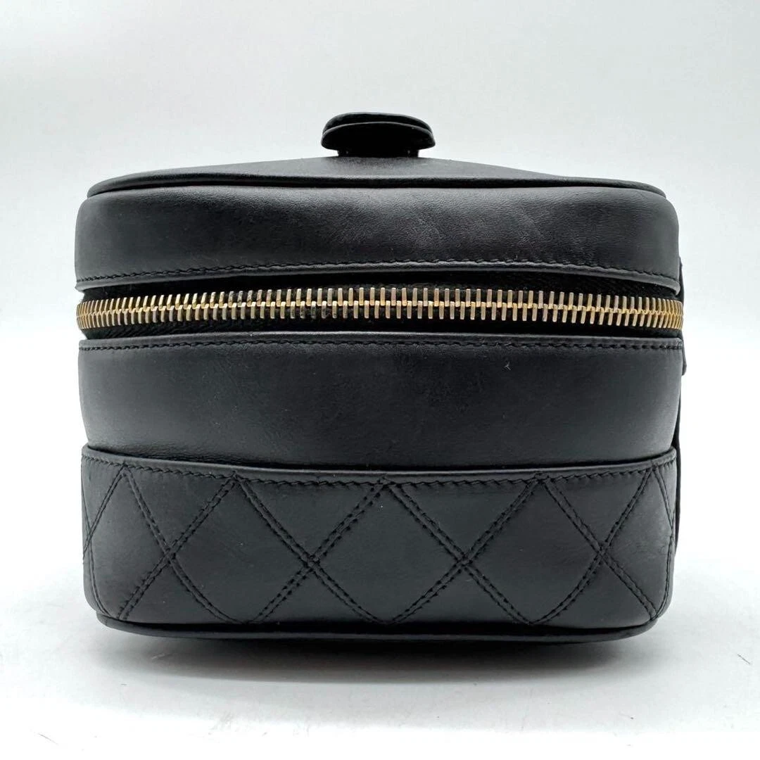 Chanel MATRASSE Vanity Bag Coco Mark Bicolore Lambskin Black Women’s