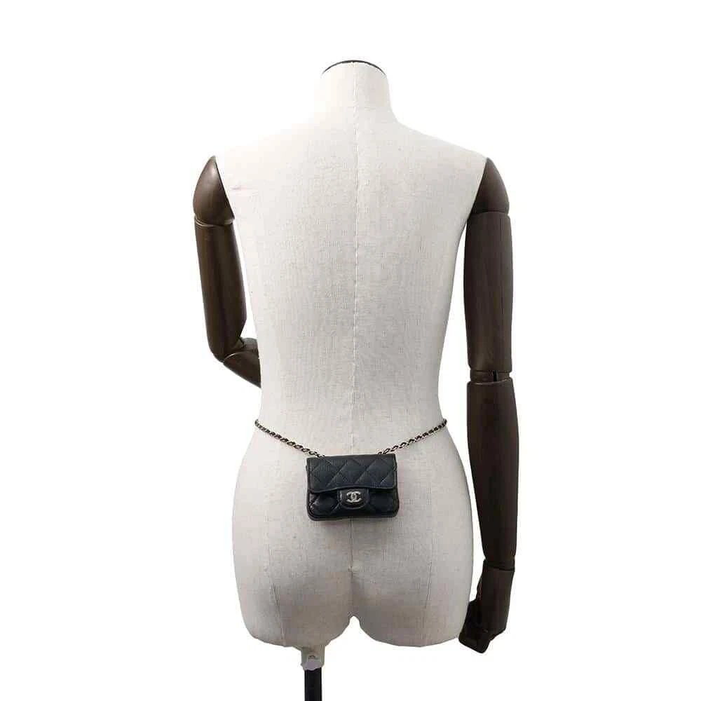 CHANEL Matelasse Belt Bag Calfskin Black