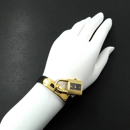 HERMES KELLY Watch Quartz Black Dial Leather Ladies Watch