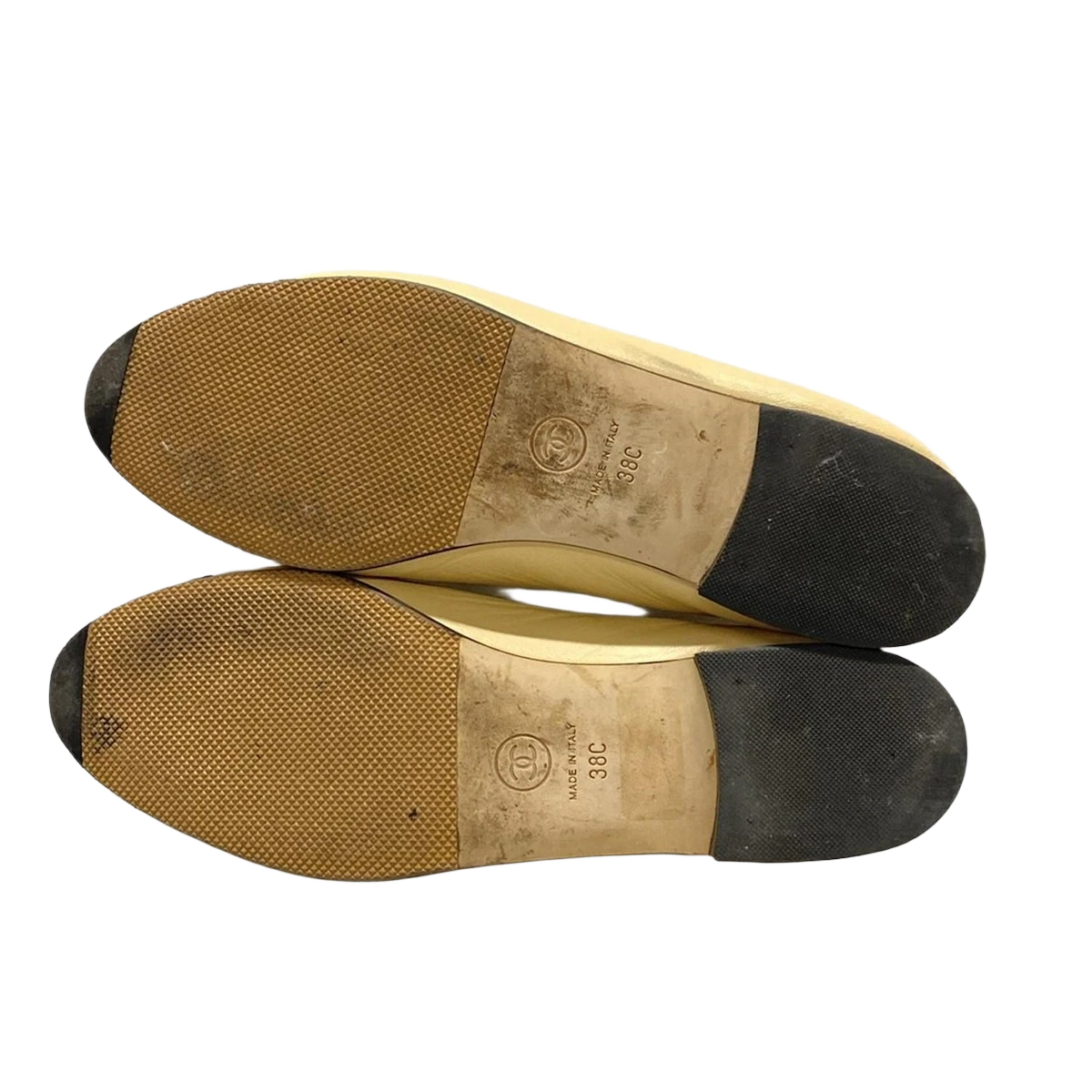 CHANEL Beige Black Lambskin Women's Shoes