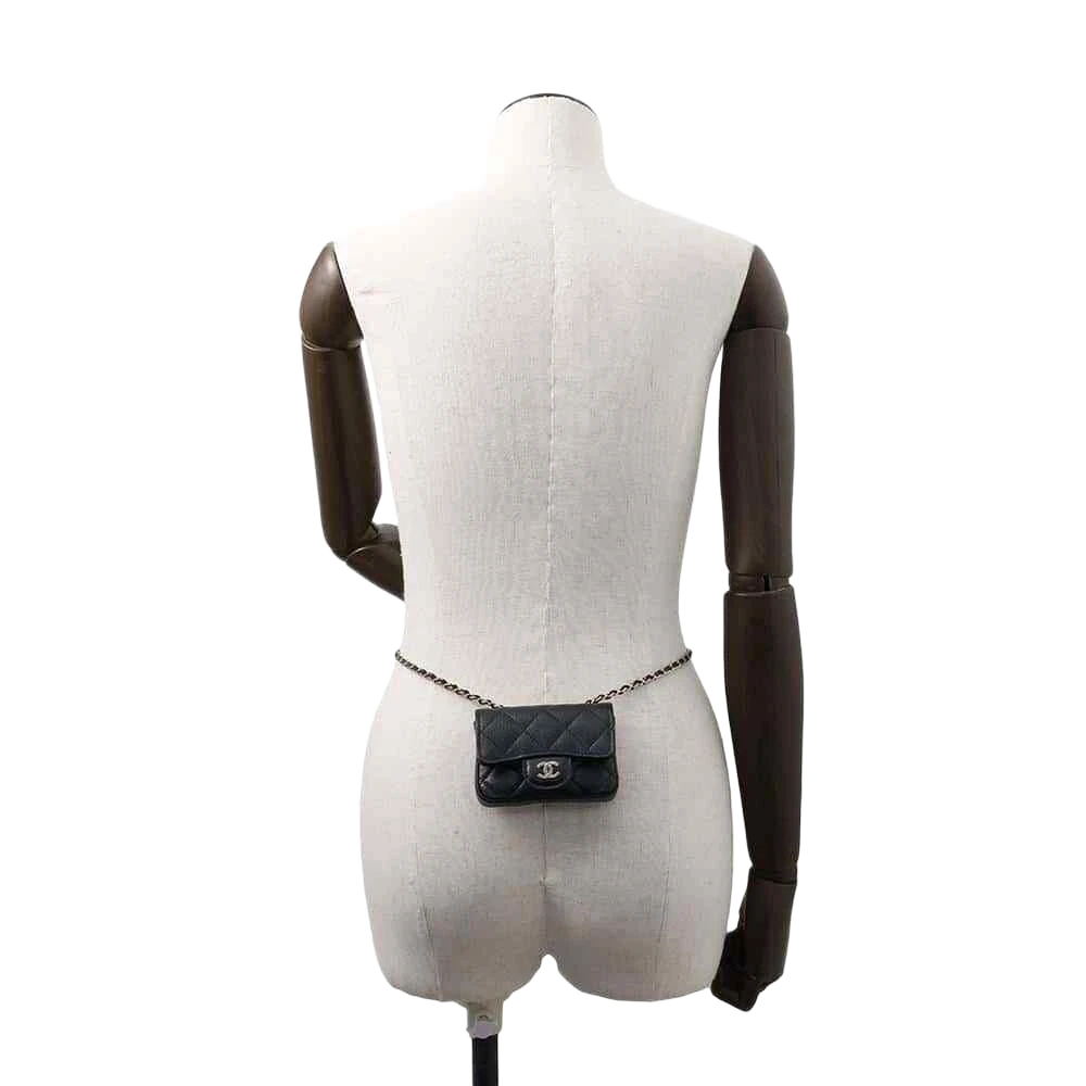 CHANEL Matelasse Belt Bag Calfskin Black