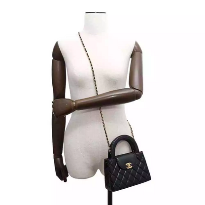 CHANEL Shopping Bag 2-Way Shoulder Bag Size Mini Shiny Calf Leather Black