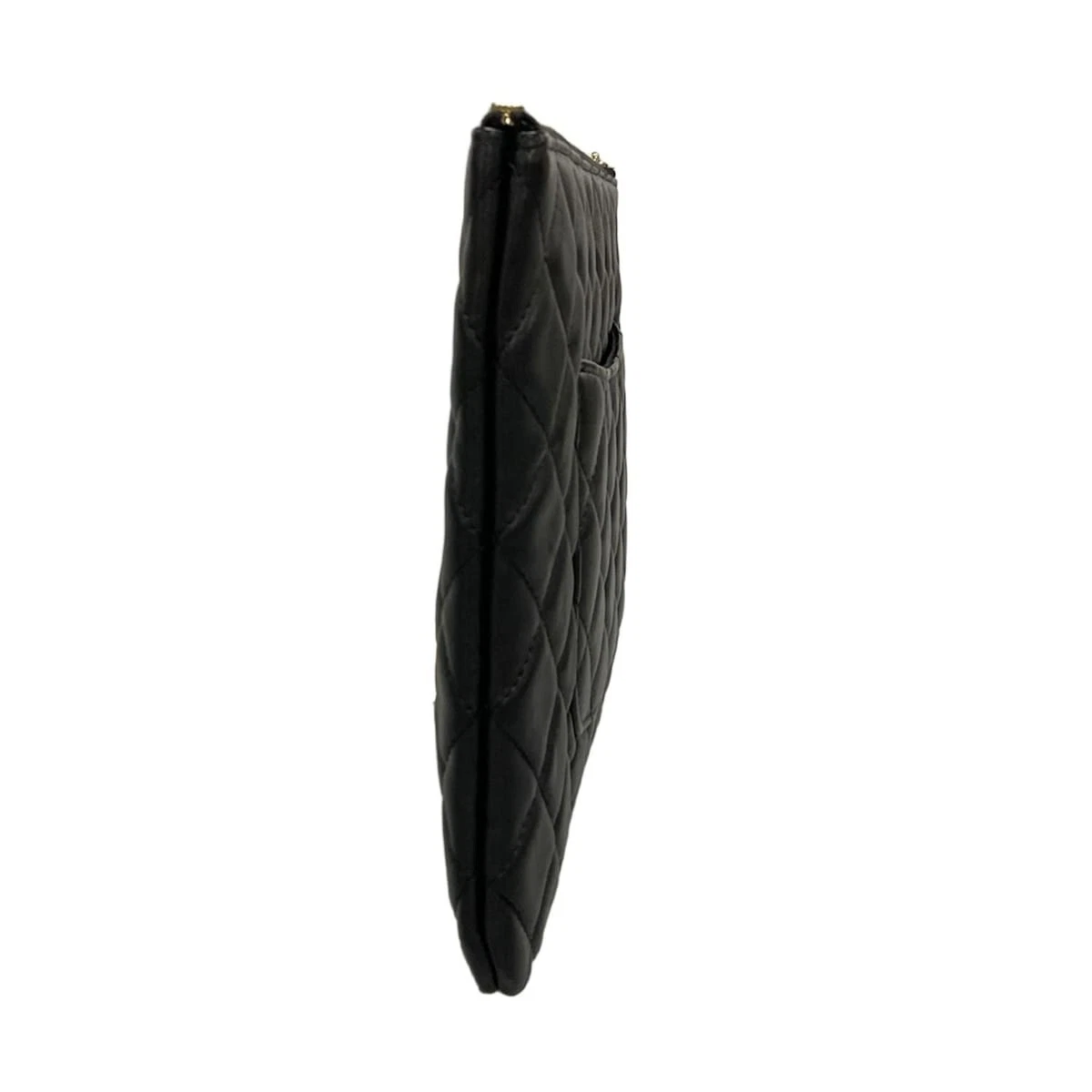 CHANEL Matelasse Black Lambskin Clutch Bag with Gold Hardware