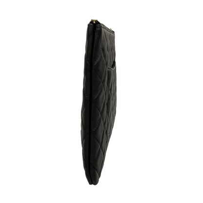 CHANEL Matelasse Black Lambskin Clutch Bag with Gold Hardware