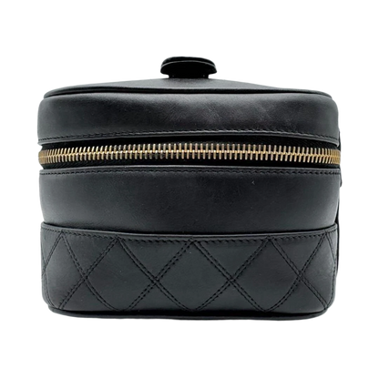 Chanel MATRASSE Vanity Bag Coco Mark Bicolore Lambskin Black Women’s