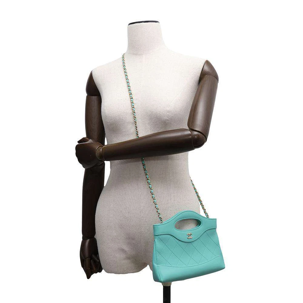CHANEL CHANEL31 Mini Shopping Bag Calf Leather Turquise Blue