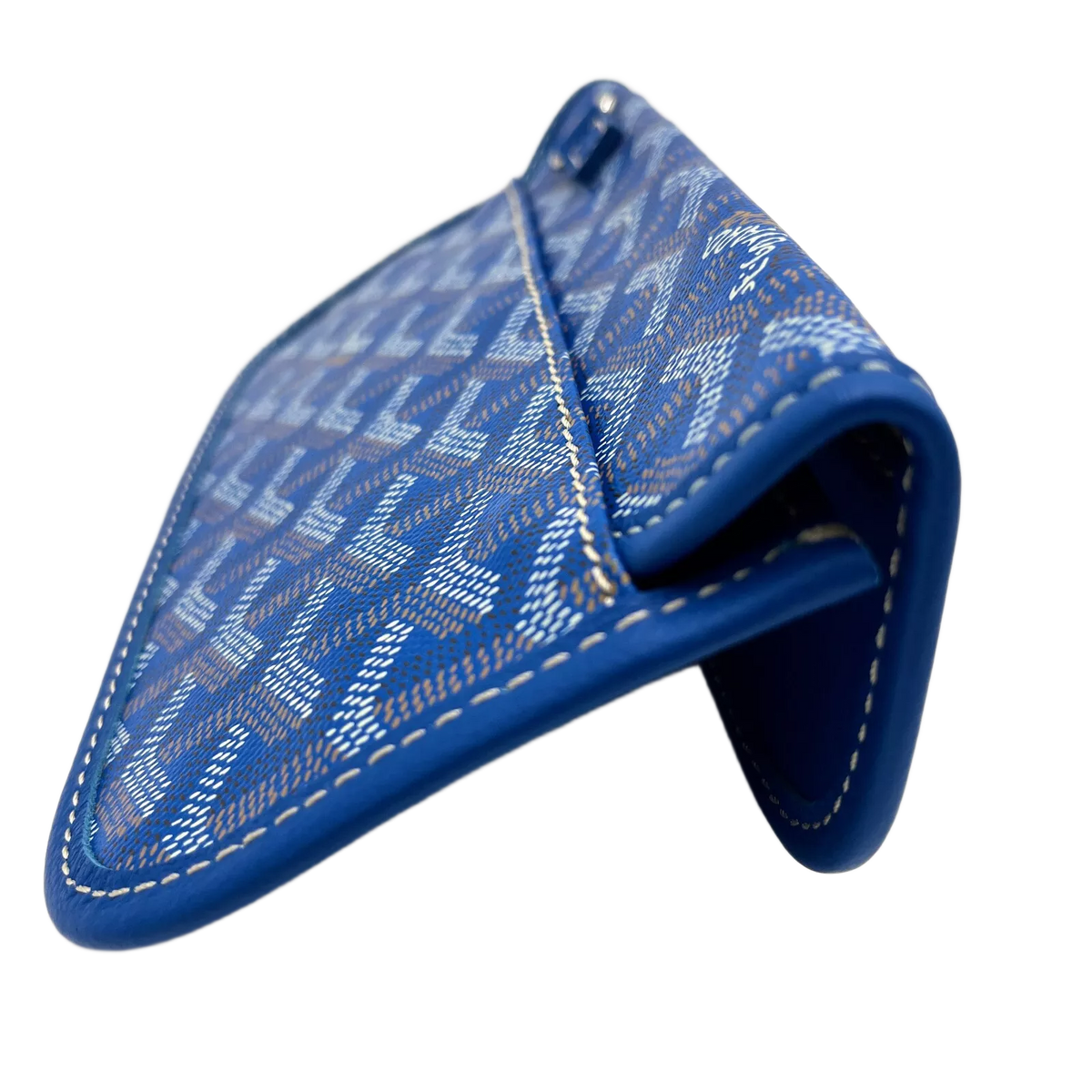 GOYARD Saint Louis Pochette Blue Canvas Leather Pouch Wallet