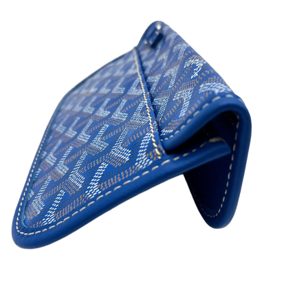 GOYARD Saint Louis Pochette Blue Canvas Leather Pouch Wallet