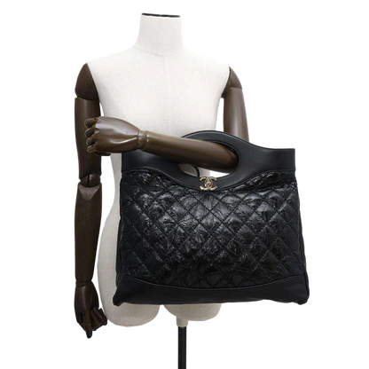 CHANEL CHANEL31 2-WAY Handbag Size Large Crumple Calf Leather Black