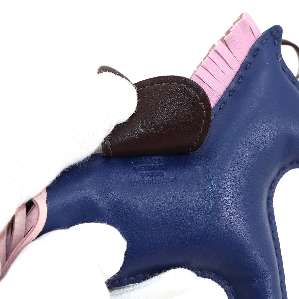 HERMES Rodeo MM Bag Charm Agneau Milo Bleu Saphir Mauve Sylvestre