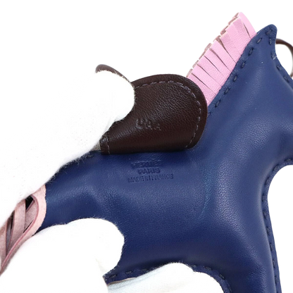 HERMES Rodeo MM Bag Charm Agneau Milo Bleu Saphir Mauve Sylvestre