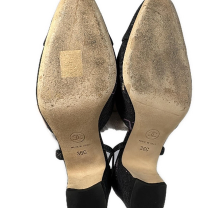 CHANEL Dark Gray Multi Denim Women's Sandals