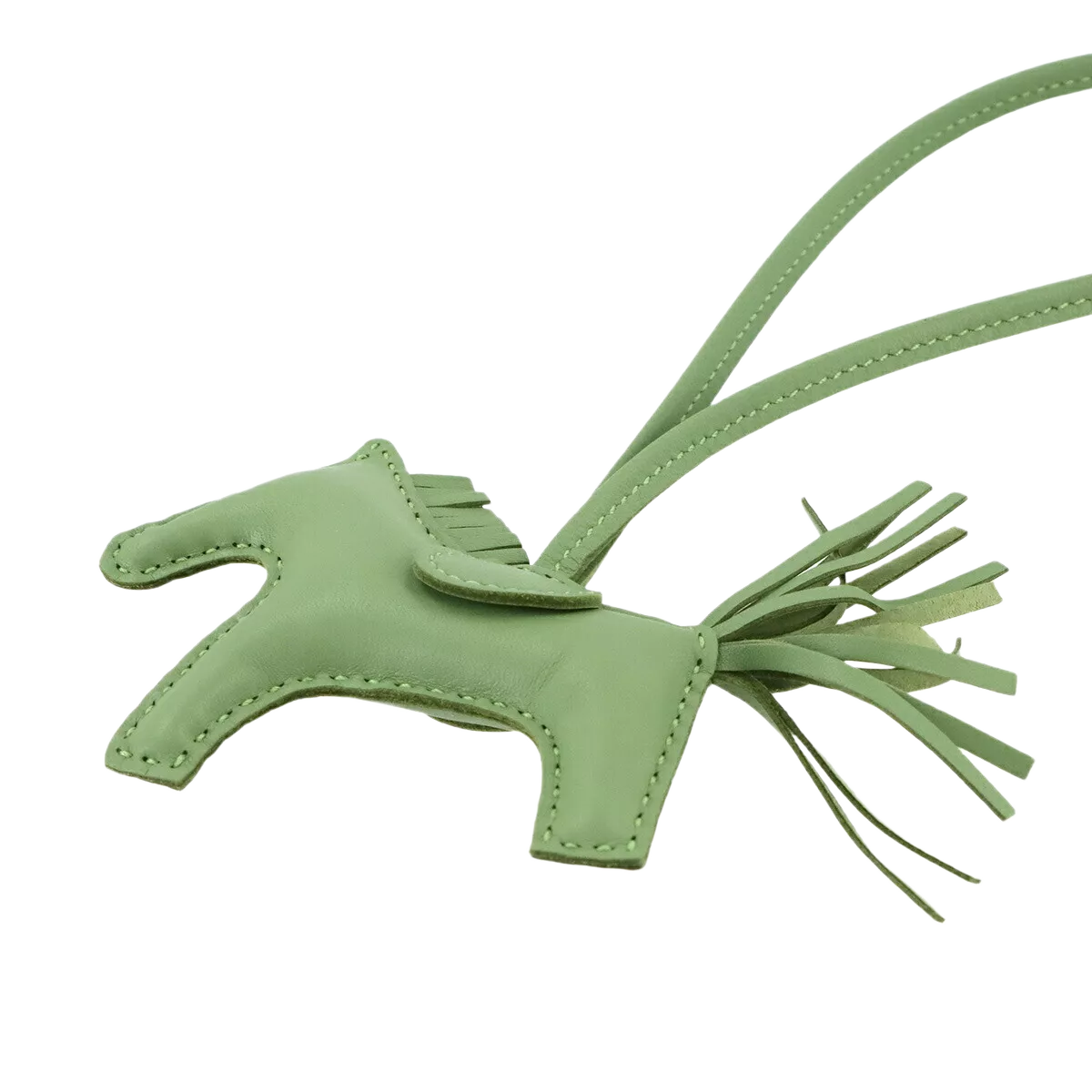 HERMES Rodeo PM Bag Charm Agneau Milo Swift Leather Vert Criquet