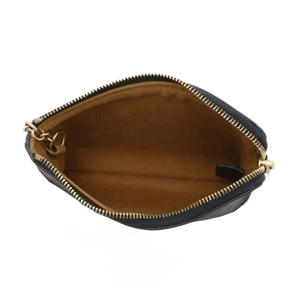 CELINE Triomphe Coin & Card Pouch PVC Coated Canvas Black