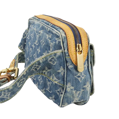 LOUIS VUITTON Monogram Denim Bum Bag Waist Pouch Canvas Blue