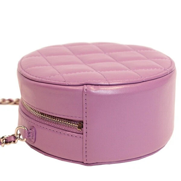 Chanel Matelasse Round Chain Shoulder Bag Lambskin Purple