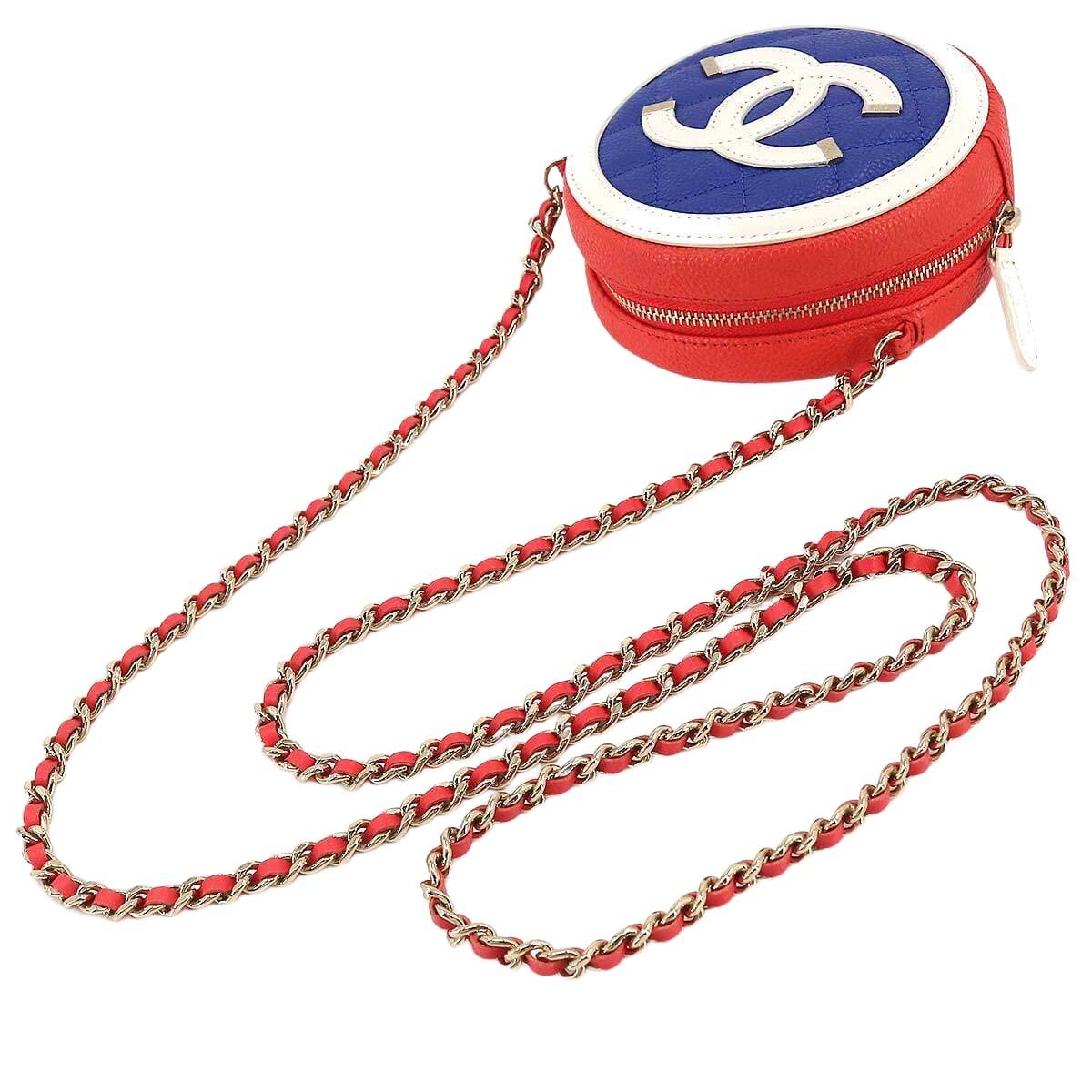 CHANEL CC Filigree Chain Shoulder Bag Caviar Skin leather