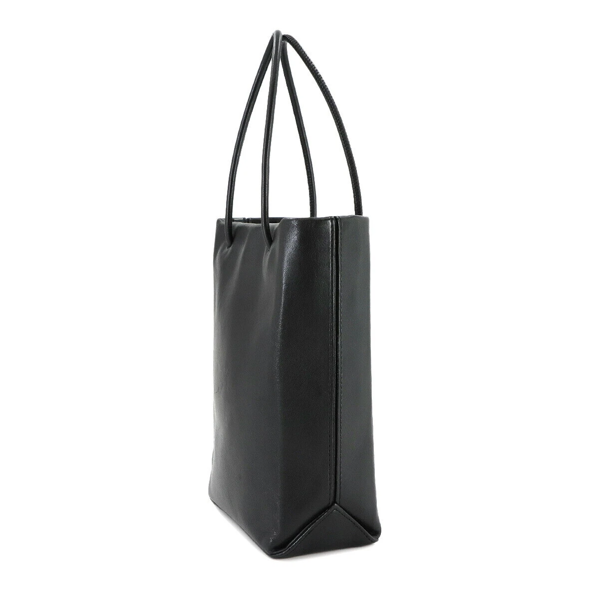 CHANEL Essential Tote Bag Leather Black White Purse