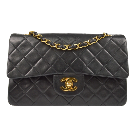 Chanel Black Lambskin Small Classic Double Flap Shoulder Bag