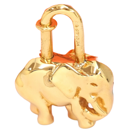 Hermès Elephant Motif Cadena Lock Bag Charm in Gold