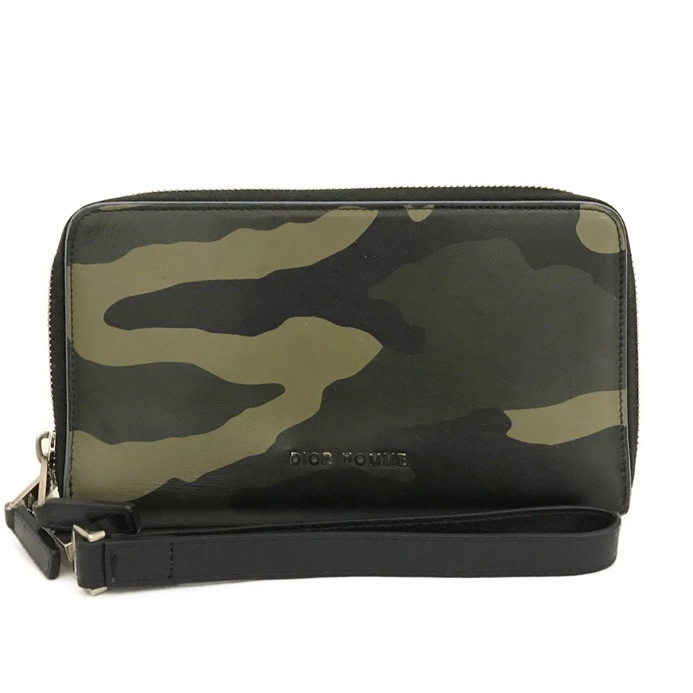 Dior Homme Camouflage Print Leather Double Zippy Long Wallet