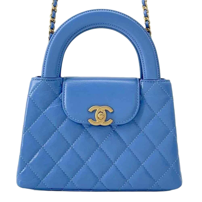 CHANEL Matelasse Mini Shopping Bag 2-Way Bag Size Mini Shiny Calf Leather Light Blue