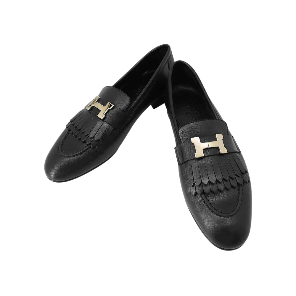 HERMES Mocassins Royale Size 37 Leather Black