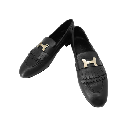 HERMES Mocassins Royale Size 37 Leather Black