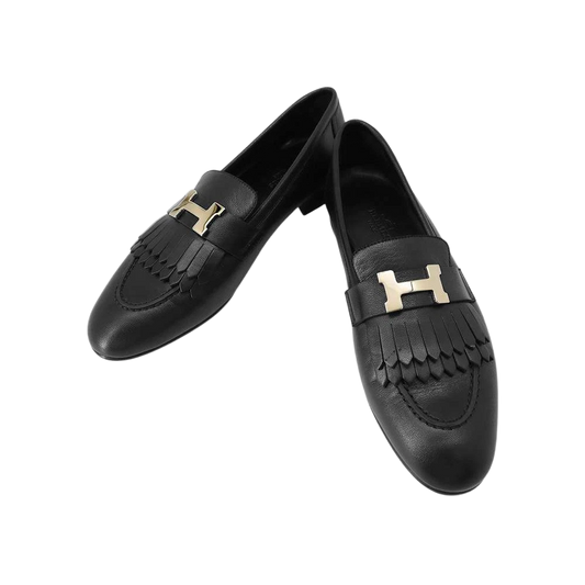 HERMES Mocassins Royale Size 37 Leather Black