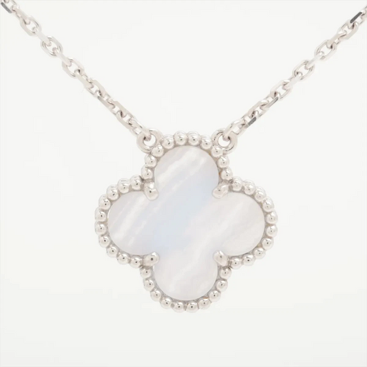 Van Cleef & Arpels Vintage Alhambra Chalcedony Necklace 750(WG) 5.4g