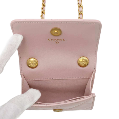 CHANEL Matelasse Chain wallet Leather Pink