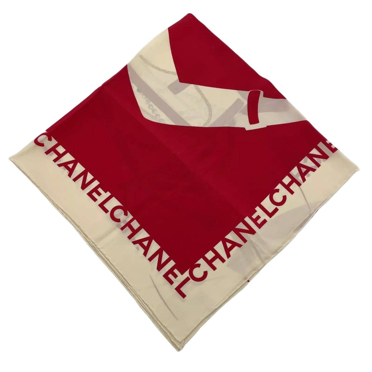 CHANEL Mademoiselle silhouette Silk Scarf W/Paper Case
