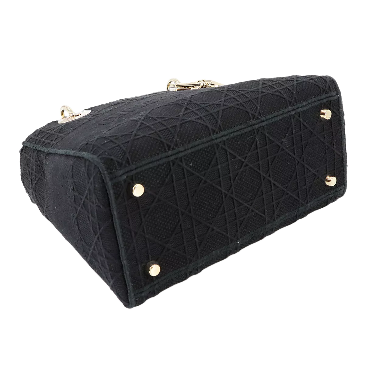 Christian Dior Lady D-Lite Medium Hand Shoulder Bag Canvas Black