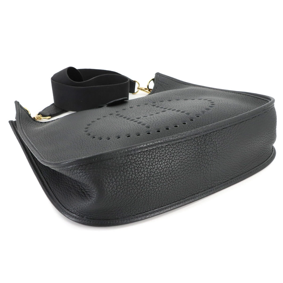 HERMES Evelyne GM Shoulder Bag Fjord Leather Black Purse