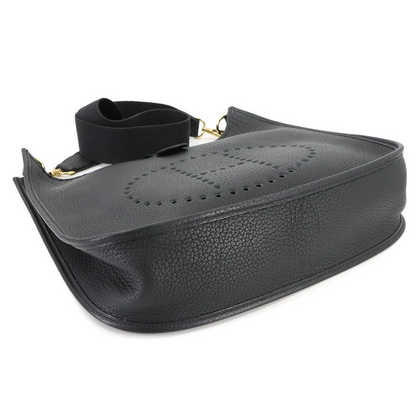 HERMES Evelyne GM Shoulder Bag Fjord Leather Black Purse