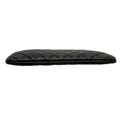 CHANEL Matelasse Black Lambskin Clutch Bag with Gold Hardware