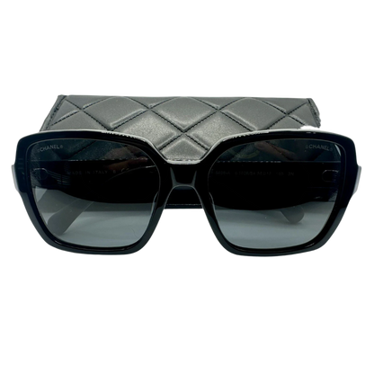 CHANEL Sunglasses Black With White Logo CH5408 C.1026/S4