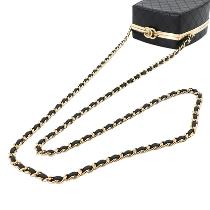 CHANEL Matelasse Chain Clutch Shoulder Bag Leather Black