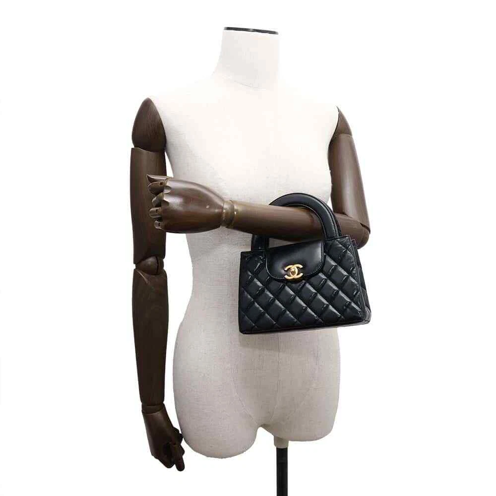 CHANEL Shopping Bag 2-Way Shoulder Bag Size Mini Shiny Calf Leather Black