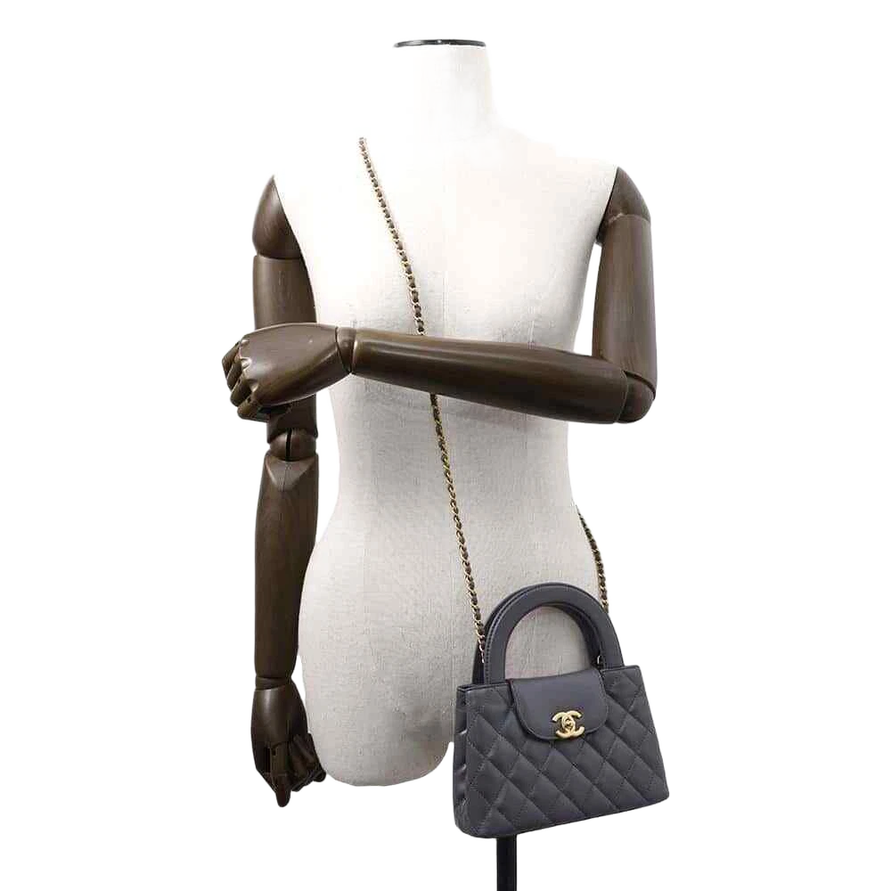 CHANEL Mini Shopping Bag Size Mini Calf Leather Gray