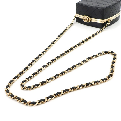 CHANEL Matelasse Chain Clutch Shoulder Bag Leather Black