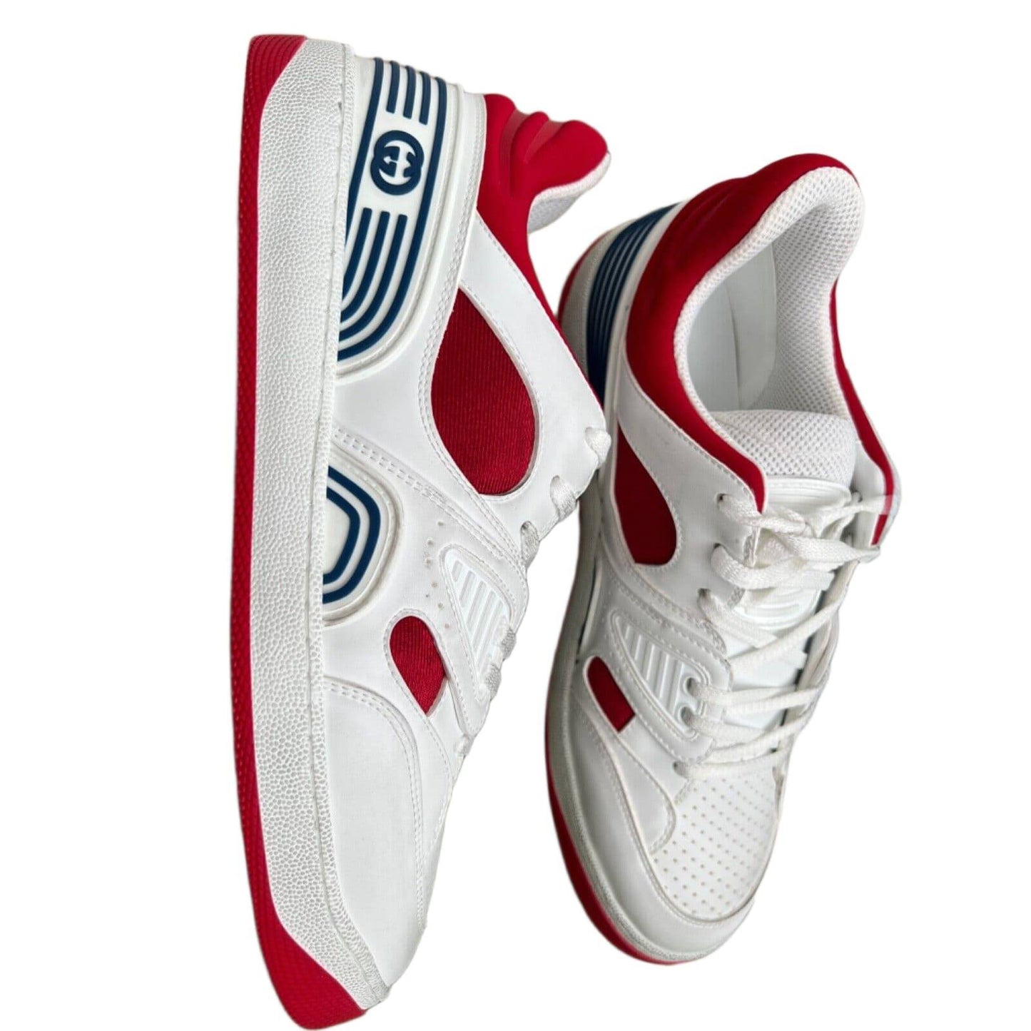 Gucci Men's Basket Sneakers Low Top Lace Up Red White Blue
